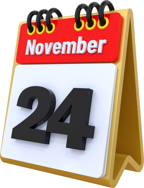 24 November Calendar 3D icon