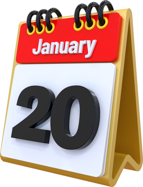 20 January Calendar 3D icon