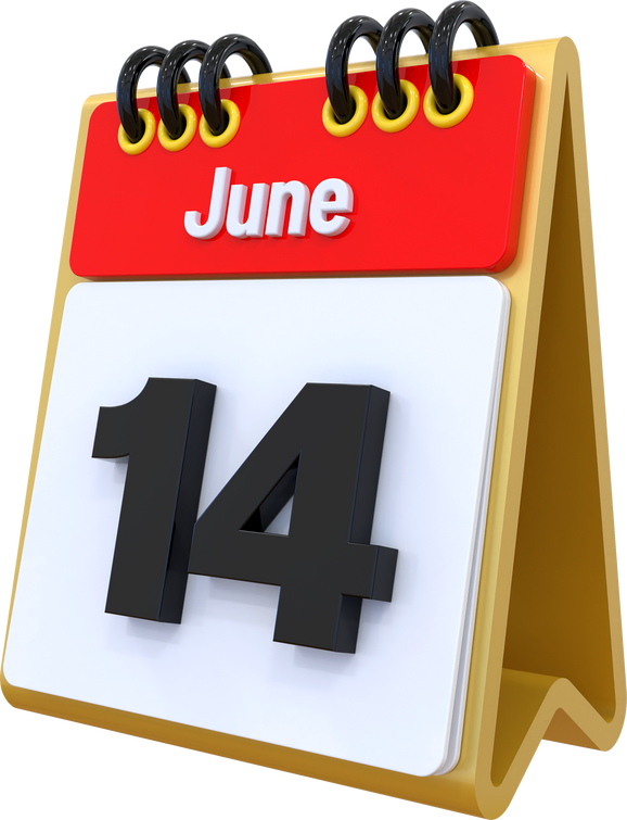 14 June Calendar 3D icon