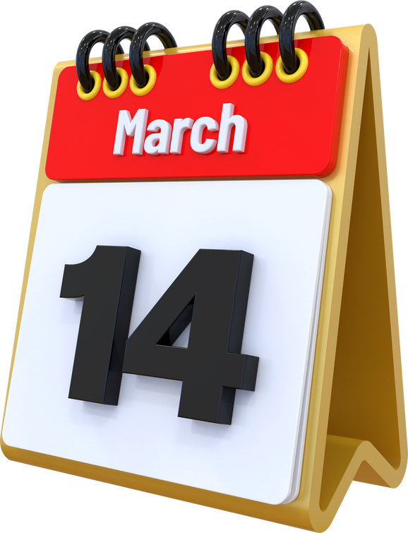 14 March Calendar 3D icon