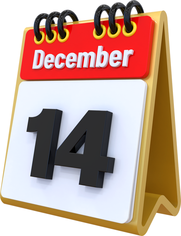 14 December Calendar 3D icon