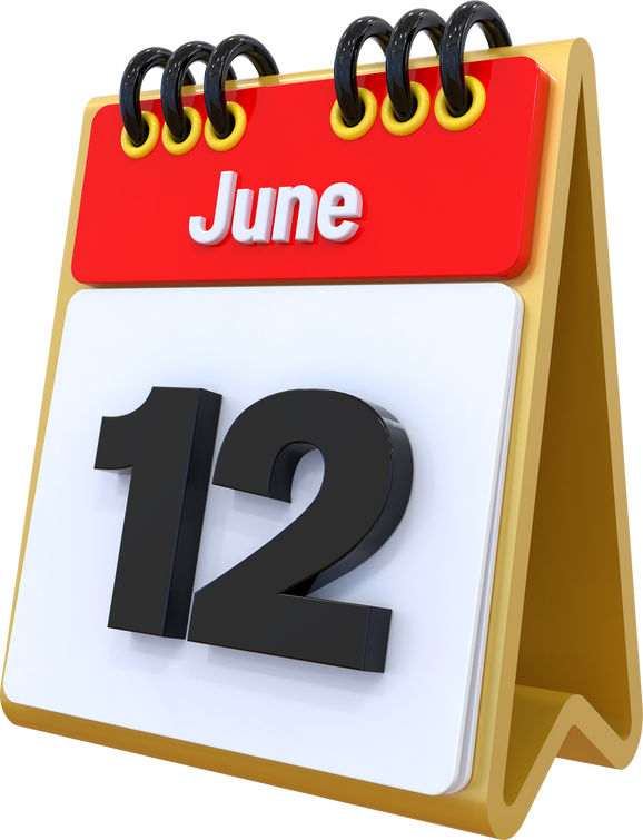 12 June Calendar 3D icon