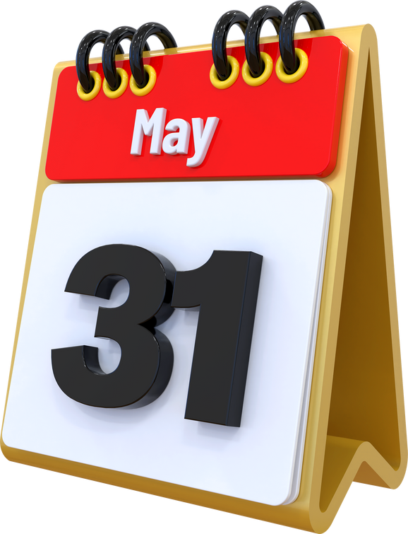 31 May Calendar 3D icon