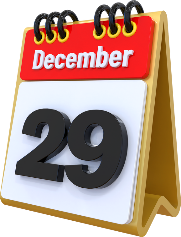 29 December Calendar 3D icon